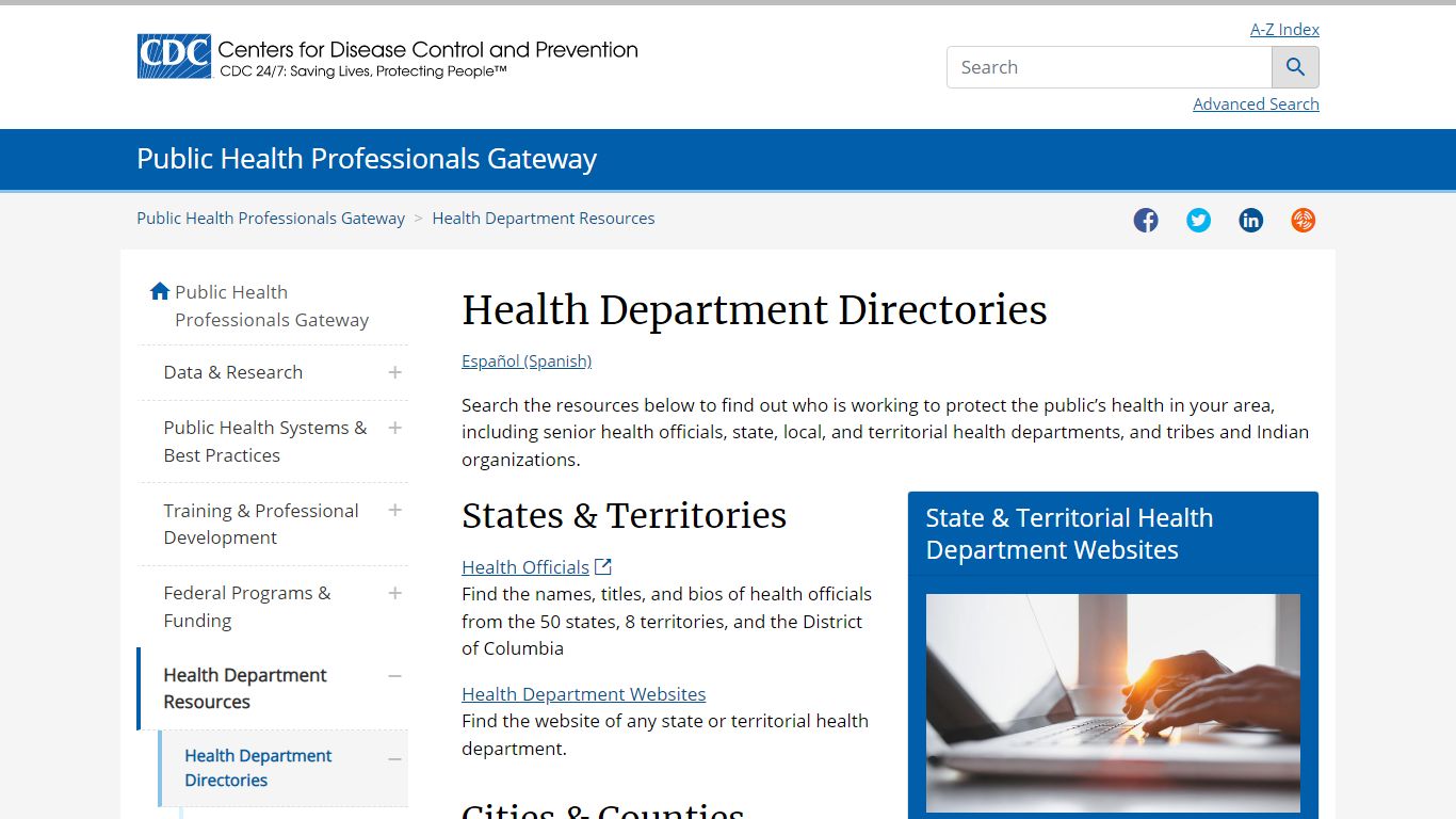 CDC - Health Department Directories - Public Health Gateway